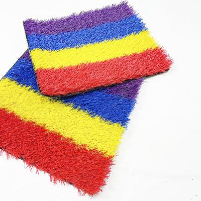 China Bigger Elasticity Factory Supply Colorful EU Standard Simulated Turf To Carpet Grass Artificial Turf For Kindergarten for sale