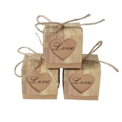 China Recyclable Party Candy Box Love Wrapping Paper Box with Burlap Jute Rope Suitable for Bridal Shower Engagement Birthday for sale