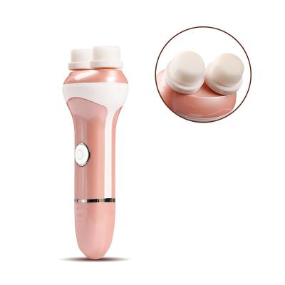 China Other Electric Rotary Double 3D Facial Fiber Hair Facial Exfoliating Cleansing Brush for sale