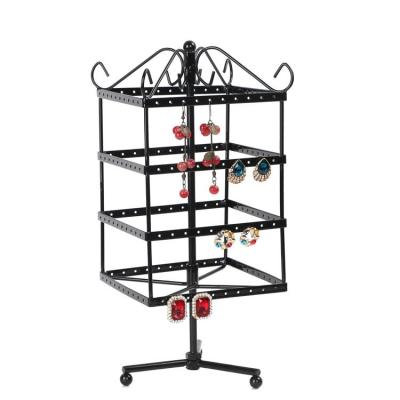 China Custom Hot Sale Iron Necklace Jewelry Rack 4 Tiers Rotating Iron Jewelry Display Stand for sale