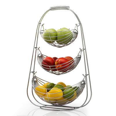 China Hot Selling Viable Wrought Iron Fruit Baskets Cradle Fruit Basket, 3 Tier Fruit Basket Rack for sale