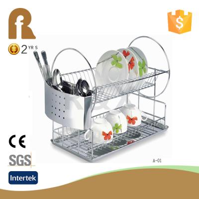 China Sustainable Kitchen Portable 2 Tier Spice Dish Drying Rack , Dish Rack Stainless Steel for sale