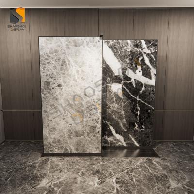 China TL-03 Ceramic Tile Display Stand Wall Tile Display Stand Metal Back and forth Ceramic Marble Display Stand for sale