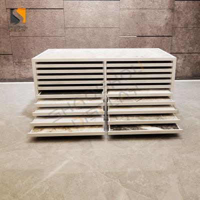 China Iron Tile Marble Drawer Display Rack Floor Display Rack Stone Tile Showcase Cabinet for sale