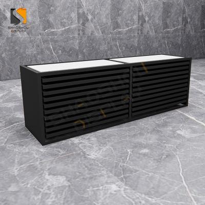 China Iron Ceramic Tile Floor Marble Display Rack Drawer Stone Tile Showcase Cabinet for sale