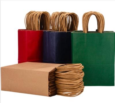 China Multifunctional Recyclable Dark Color Kraft Paper Bag With Handles For Gift Shop Party Christmas High Quality Wholesale for sale