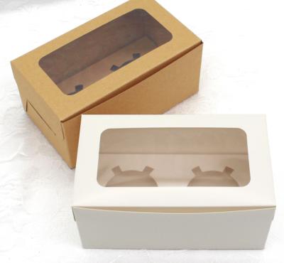 China Recycled Materials Wholesales PVC Transparent Windows Cupcake Box Kraft Paper Box For Cakes for sale