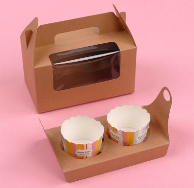 China Recycled Materials Packaging Paper Cupcake Box With Inserts Cupcake Containers Bakery Cake Carriers For Home Dessert Store for sale