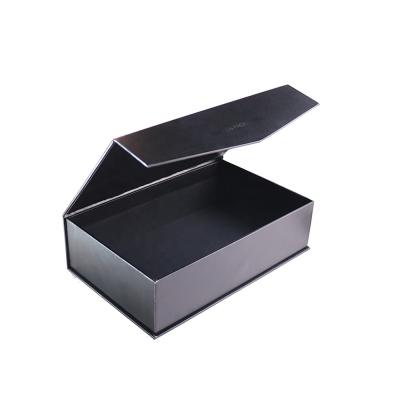 China Recycled Materials Wholesale Large Logo Cardboard Paper Luxury Magnetic Paper Gift Box Black Custom Packaging Box for sale