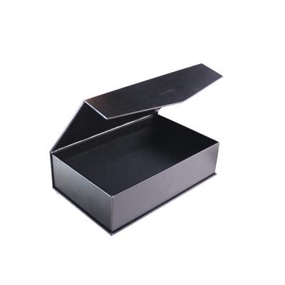 China Recycled Materials Black Luxury Cardboard Custom Magnetic Packaging Storage Lid Flap Paper Gift Box for sale