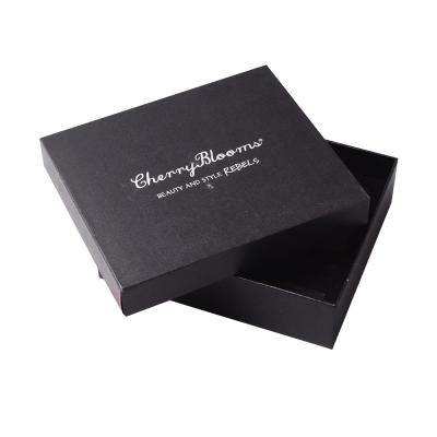 China Recycled Materials Black Card Paper Top And Bottom Paper Packaging Box Custom Logo Jewelry Box Luxury for sale