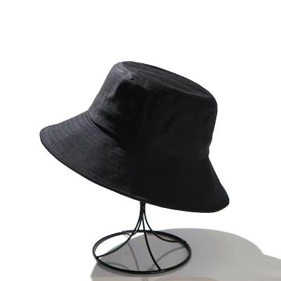 China Best Wear Bucket Hat Amazon Solid Cotton Adjustable Wholesale 100% Portable Designer Black Bucket Hat With Rope for sale