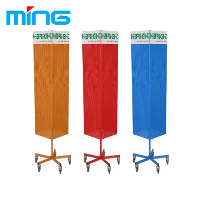 China Eco - Friendly Good - Value Revolving Pegboard Display Stand 4 Side Display Rack for sale