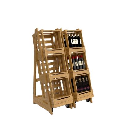 China 2021 Wholesale Customized Single Sided Solid Wood 3 Layers Wine Rack for sale