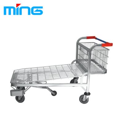 China Stackable Heavy Duty Supermarket Warehouse Trolley Folding Jumbo Platform Trolley for sale