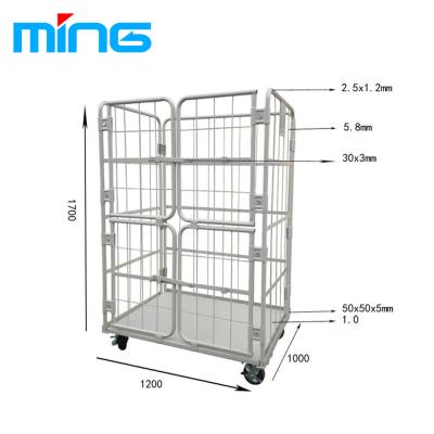 China Save Foldable Transport Logistics Trolley Trolley Cage Space Warehouse Wire Mesh Roll Roll Container for sale