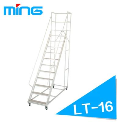 China Folding Ladders Customized Warehouse Metal Platform Step Ladder With Wheels for sale