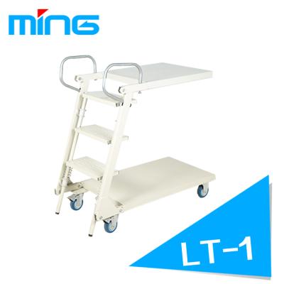 China Durable High Quality Warehouse Metal Mobile Supermarket Step Ladder Cart for sale