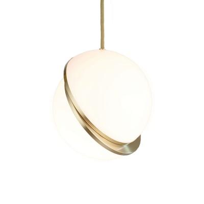 China Indoor Lighting Gold Iron Milky White Modern Acrylic Pendant Light for sale