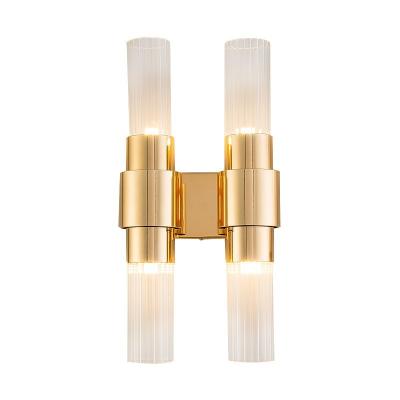 China Modern Modern 2Heads 4Heads Bedside Lamp Tube Shape Clear Glass Wall Sconce For Hotel for sale