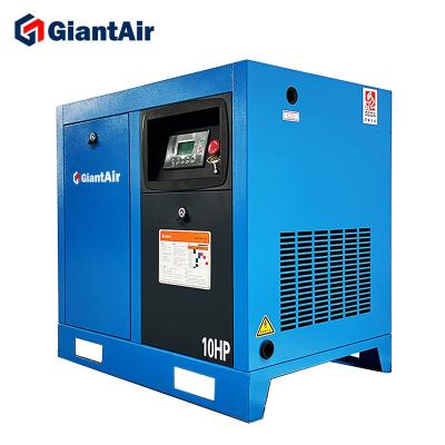 China GiantAir 7.5Kw/10Hp Lubricated Screw Air Compressor Hanbell Or Baosi 200L 200 Liter Air Compressor for sale