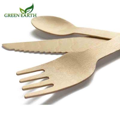 China Billions Eco - Friendly Wholesale Disposable Cheap Chinese Fork Set Wooden Spoon Wooden Cutlery In Bulk for sale