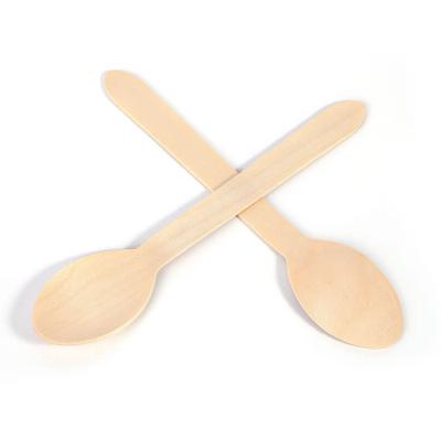 China Eco-Friendly 6in Party Disposable Cutlery Wooden Spoons 100% Natural, Biodegradable| Cake Spoons Chocolate Stirrers Pack of 100 for sale