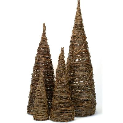 China Billions Manufacturer DIY OEM Christmas Cone Tree Rattan Handmade Christmas Tree For Indoor Outdoor Use Festival Decorations Natural for sale