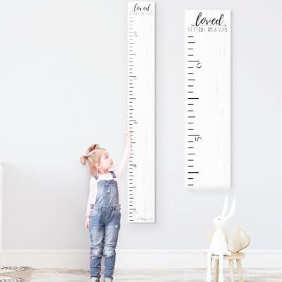 China Billions Style Eco-Friendly Farmhouse Style Wooden Kids Growth Height Chart Ruler for Boys and Girls (No Tippy Toes - Loved Too) for sale