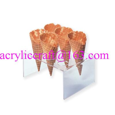 China U shape 6 holes transparent acrylic waffle cone tray for sale