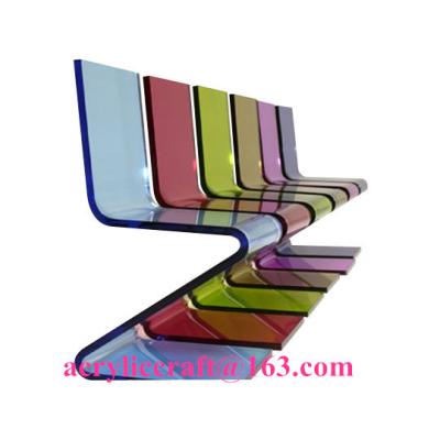 China Hot sale elegant colored acrylic furniture Z Shape acrylic chair for sale