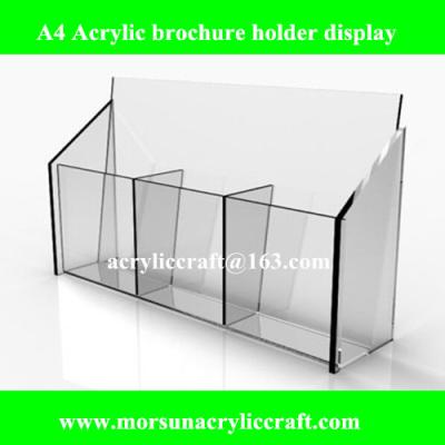 China A4 Acrylic Brochure Display Rack, Clear Counter Standing Brochure Holder Made In China for sale