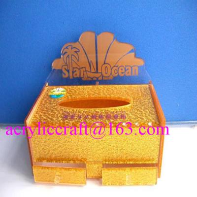 China Rectangular yellow acrylic tissue box holder with drawer for hotel use for sale