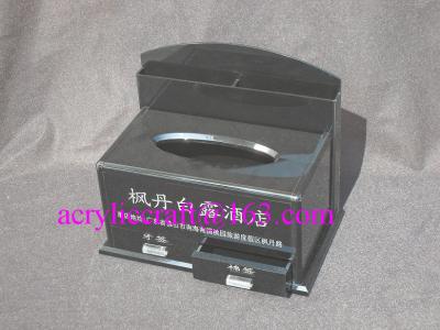 China Factory custom black acrylic tissue box with drawer for hotel for sale