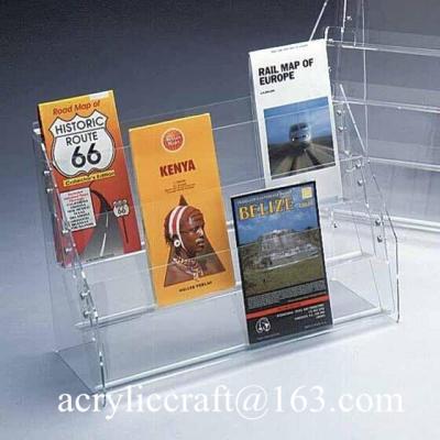 China Perspex Stand Plexiglass Brochure Display Rack Acrylic Desktop Brochure Holder for sale