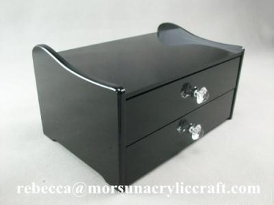 China Foshan factory supply customized black acrylic storage box, hotel desk top organizer for sale