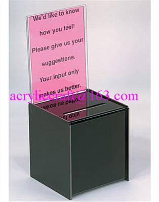 China Acrylic donation box / plexiglass suggestion box / plastic collection box for sale