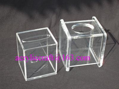 China Transparent Cube Contracted Tissue Paper Storage Box Acrylic Tissue Holder for sale