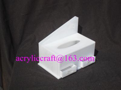 China White acrylic tissue box hotel lucite napkin holder with drawer for sale