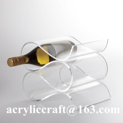 China Acrylic Wave 4 Bottle Wine Rack Clear Plexiglass Wine Holder for sale