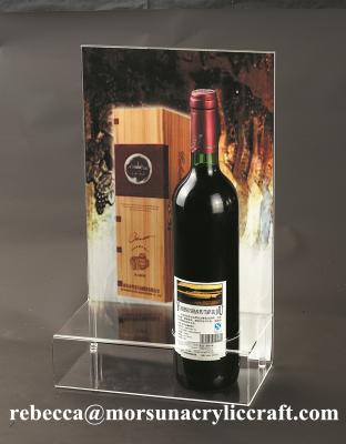 China Plexiglass Products Clear Acrylic Wine Holder With Poster Holder for sale