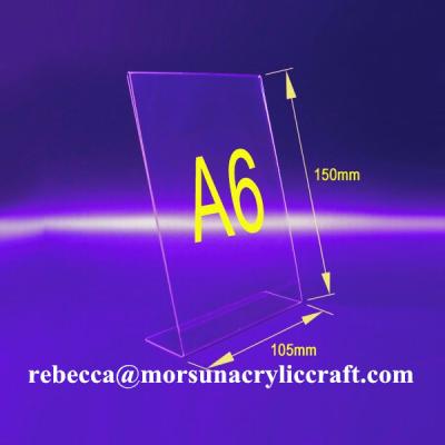 China Clear Table Tent A6 Acrylic Menu Holder Manufacturer for sale