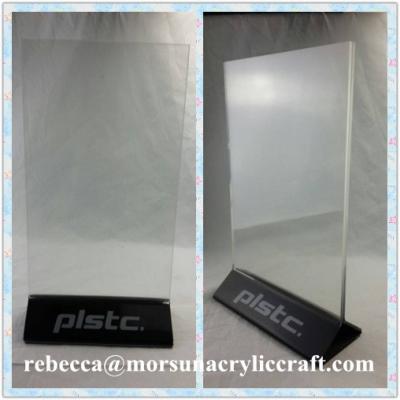 China Hotel Supplies A4 A5 A6 Size Acrylic Upright Menu Holder with Logo Printing for sale