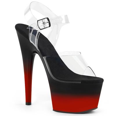 China Fashion Trend 17CM/7Inch PVC Platform Upper Sexy Exotic High Heels Pole Sandals Dance Shoes for sale