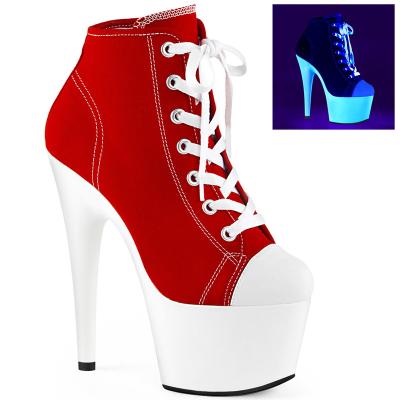 China Round 7inch/17CM Denim Top Heels Pole Dance Shoes High Heel Pole Dancing Shoes for sale