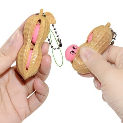 China Amazon Hot Selling Heat Resistant Key Chain Squeeze To Bean Toys Squeeze Bean Keyring Peanut Fidget Toy Keychain Bubble Snap Keychain Squeeze Person Toy Keychain for sale