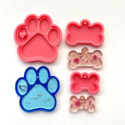 China DIY Viable Dog Cat Hanging Tag Craft Silicone Mold Epoxy Resin Silicone Key Chain Tag Molds for sale