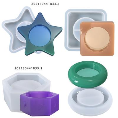 China Viable Star Shape Silicone Candle Holder Resin Mold Candlestick Mold Epoxy Casting Silicone Molds for sale