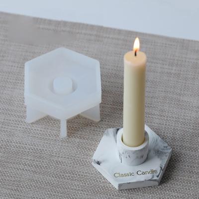 China 2022 New Viable Concrete Candlestick Epoxy Resin Molds Cement Candle Holder Silicone Mold Tools for sale