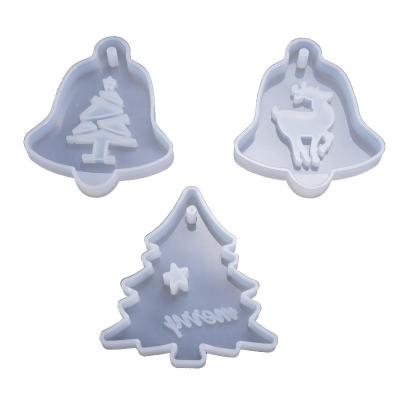 China Viable DIY Christmas Mold Key Chain Epoxy Resin Tree Snowflake Elk Jewelry Making Pendant Mold Decoration Resin Molds For Jewelry for sale